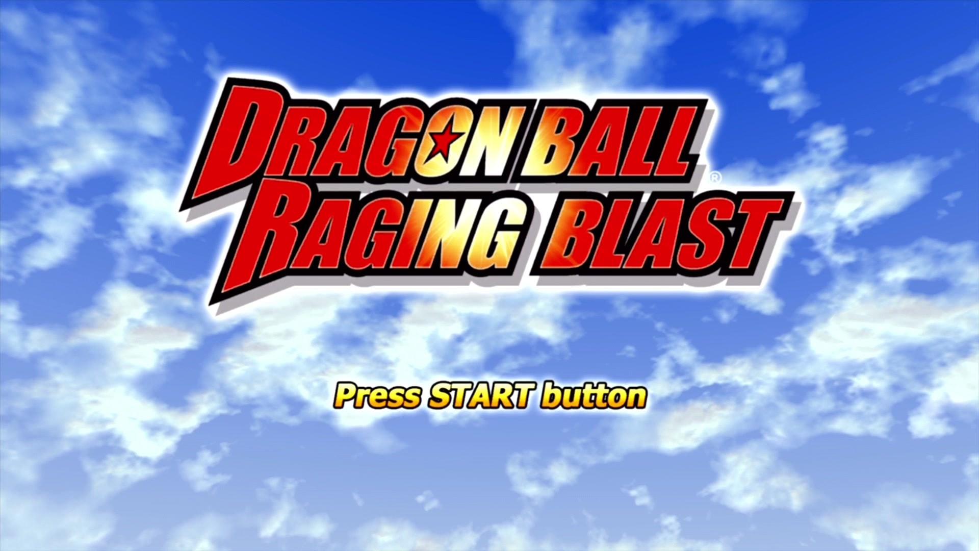 Dragon Ball: Raging Blast title screen for Xbox 360